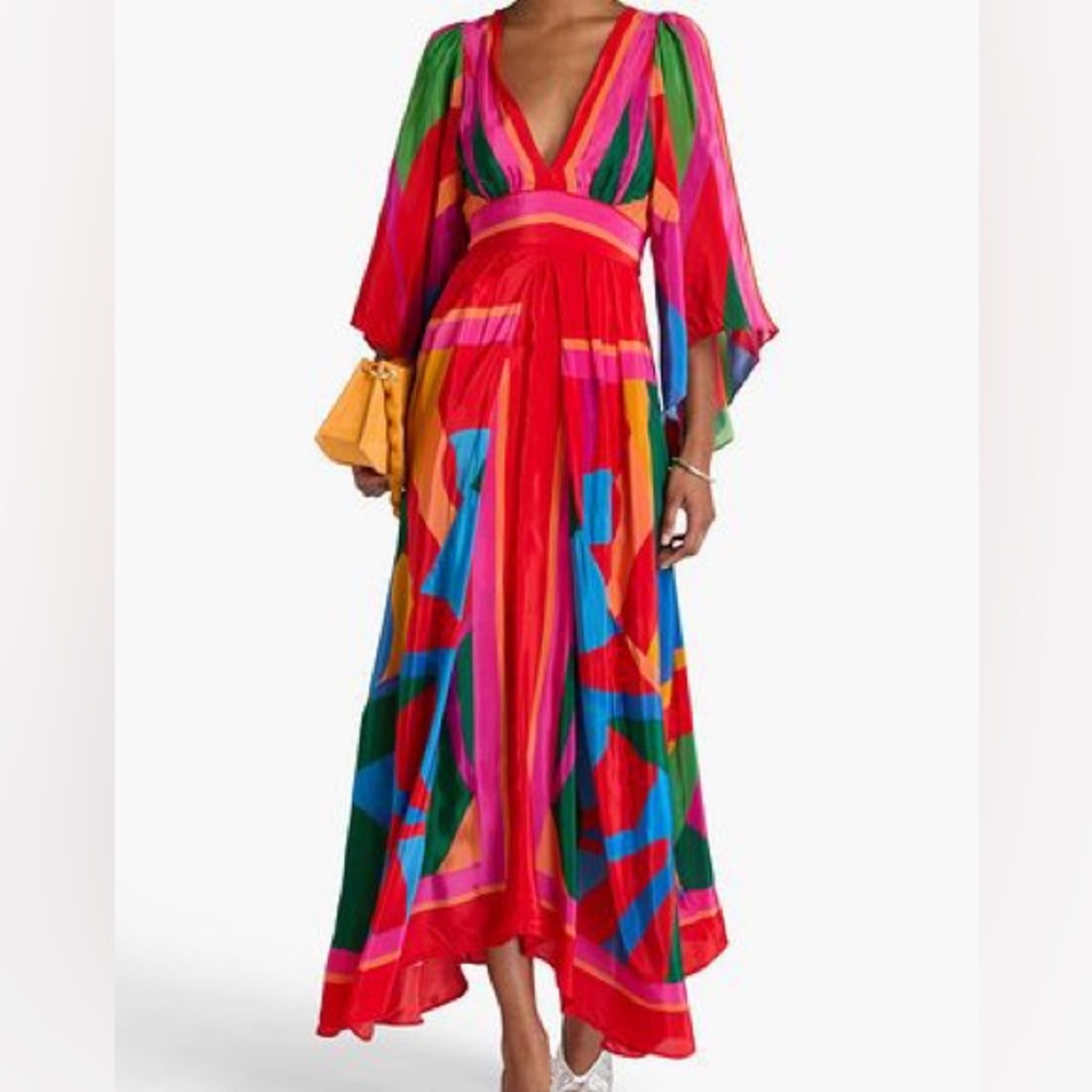 FARM Rio Multicolor Striped Maxi Dress in Red, Pink, Green, Blue, Orange - Picture 8 of 9